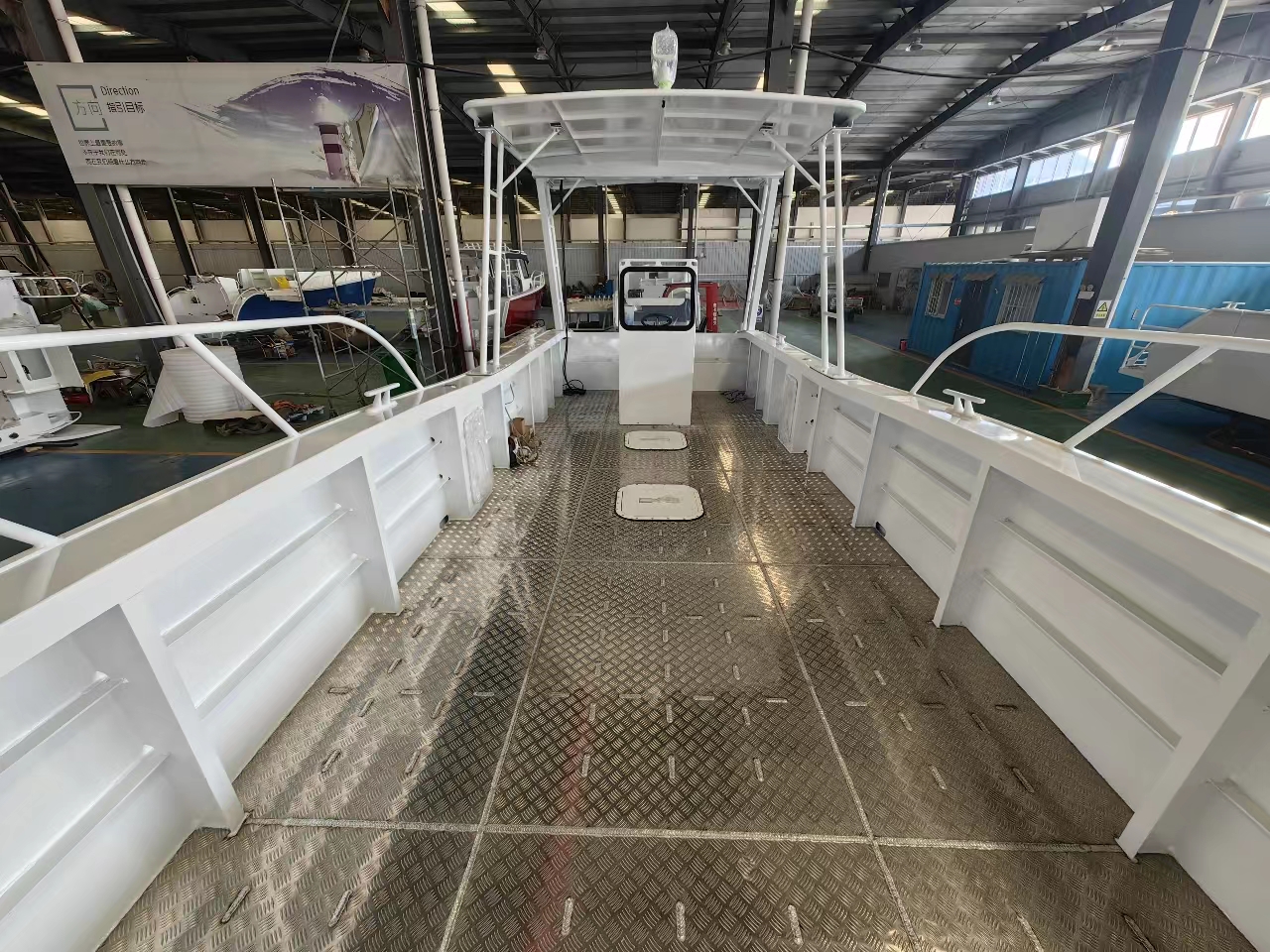 Hydraulic bow ramp lowered for Ro-Ro loading